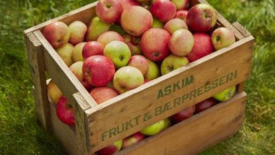 Gammel AFB eplekasse med epler
